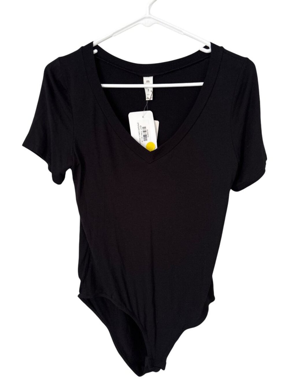 MTS Bodysuit Size Small Bamboo V Neck Short Sleeve Lightweight Stretch Black NEW